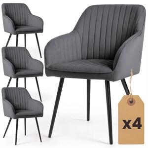Set 4x čalouněná jídelní židle FURELIA - grafit / černá