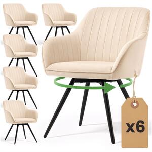 Set 6x otočná čalouněná židle TERSIA - béžová / černá