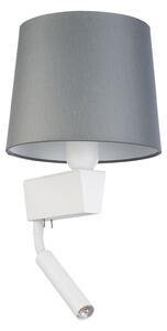 NOWODVORSKI Nástěnná moderní lampa s LED čtecím ramenem CHILLIN, 1xE27, 40W, šedá, bílá 8215