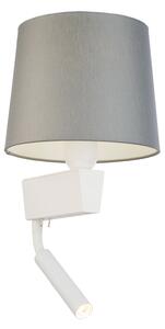 NOWODVORSKI Nástěnná moderní lampa s LED čtecím ramenem CHILLIN, 1xE27, 40W, šedá, bílá 8215