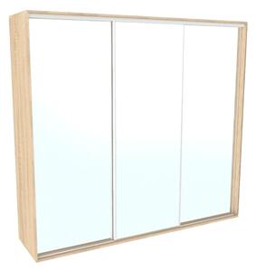 Šatní skříň FLEXI 3 se 3 zrcadly Dub sametový, Šířka: 240 cm, Výška: 220 cm
