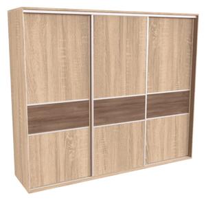 Šatní skříň FLEXI 3 s dělenými dveřmi LTD Dub sametový, Šířka: 240 cm, Výška: 220 cm