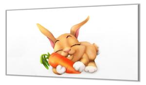 Ochranná deska spící roztomilý králík s mrkví - 40x40cm / Bez lepení na zeď