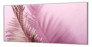 Ochranná deska růžový podklad a zlaté listy - 52x60cm / S lepením na zeď