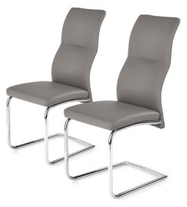 Židle Arco chromová ocel / ekokůže, šedá / Sada 2 ks