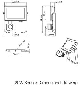LED vodotěsný světlomet Projectline 20W 3000K Sensor