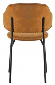 FurniGO Designová židle Tracy samet hořčicově žlutá, černý rám