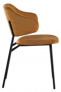FurniGO Designová židle Tracy samet hořčicově žlutá, černý rám