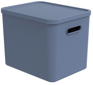 Rotho Úložný box, rovný s víkem, 27l, modrá ALBU LIGHT, 37x29x30