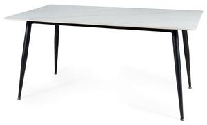 Stůl Rion 160x90 mramorový efekt, bílý / černý mat