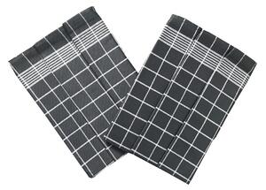  Sada tří bavlněných utěrek s kostkami - kombinace barev tmavě šedá a bílá. Rozměr utěrek je 3x 50x70 cm