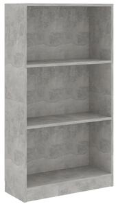 3patrová knihovna betonově šedá 60x24x109 cm kompozitní dřevo
