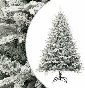 Umělý vánoční stromek s vločkami sněhově zelený 150 cm PVC a PE 328493