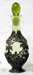 Floriánova huť Skleněná lahev na likér s cínem