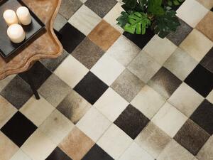 Hnědý kožený patchwork koberec 160x230 cm SOKE