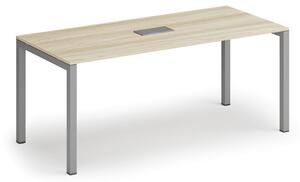 Stůl PRIMO SQUARE 1800 x 800 x 750, dub přírodní + stolní zásuvka TYP I, stříbrná