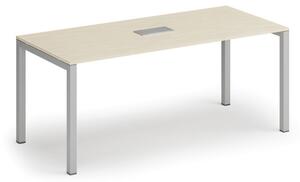 Stůl SQUARE 1800 x 800 x 750, bříza + stolní zásuvka TYP I, stříbrná