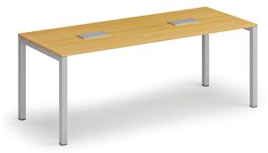 Stůl SQUARE 2000 x 800 x 750, buk + 2x stolní zásuvka TYP I, stříbrná