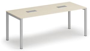 Stůl SQUARE 2000 x 800 x 750, bílá + 2x stolní zásuvka TYP I, stříbrná