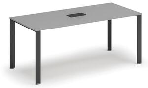 Stůl PRIMO INFINITY 180x90 cm, šedá + stolní zásuvka TYP I, černá