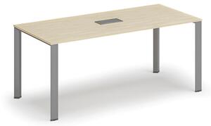Stůl INFINITY 1800 x 900 x 750, šedá + stolní zásuvka TYP I, stříbrná