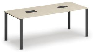 Stůl INFINITY 2000 x 900 x 750, bříza + 2x stolní zásuvka TYP I, černá
