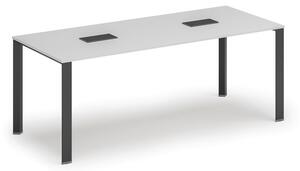 Stůl PRIMO INFINITY 2000 x 900 x 750, bílá + 2x stolní zásuvka TYP IV, černá