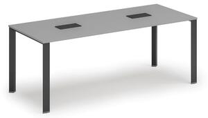 Stůl PRIMO INFINITY 2000 x 900 x 750, šedá + 2x stolní zásuvka TYP I, černá