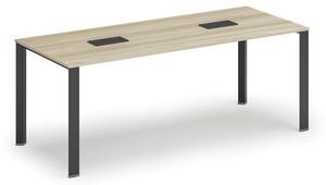 Stůl PRIMO INFINITY 2000 x 900 x 750, dub přírodní + 2x stolní zásuvka TYP I, černá