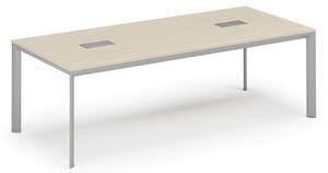 Stůl INVITATION 2400 x 1200 x 740, wenge + 2x stolní zásuvka TYP I, stříbrná