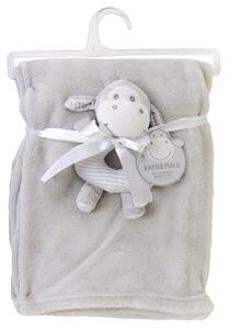 Dětská deka s chrastítkem oslík RATTLE FUN stříbrná 75x100 cm Essex