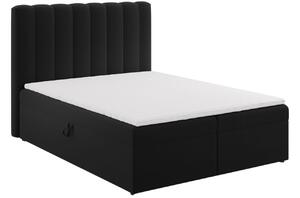 Černá sametová dvoulůžková postel boxspring MICADONI Kelp 160 x 200 cm
