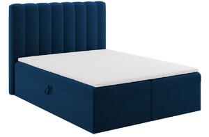 Královsky modrá sametová dvoulůžková postel boxspring MICADONI Kelp 180 x 200 cm