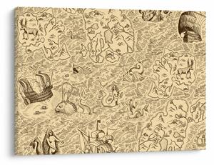 Obraz - Vintage mapa, ilustrace (70x50 cm)