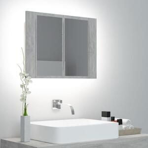 LED koupelnová skřínka se zrcadlem betonově šedá 60x12x45 cm