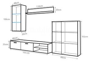 Nábytek do obývacího pokoje DINO 4 Beton / Beton - Bez osvětlení LED