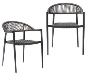 Hoorns Set dvou tmavě šedých hliníkových zahradních židlí Pue