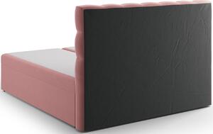 Růžová sametová dvoulůžková postel boxspring MICADONI Mamaia 160 x 200 cm