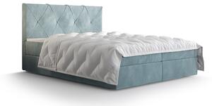 Manželská postel Boxspring 140 cm Athena (šedomodrá) (s matrací a úložným prostorem). 1046356
