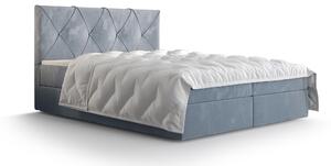 Manželská postel Boxspring 140 cm Athena (světlomodrá) (s matrací a úložným prostorem). 1046357