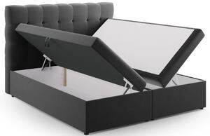 Šedá sametová dvoulůžková postel boxspring MICADONI Mamaia 160 x 200 cm