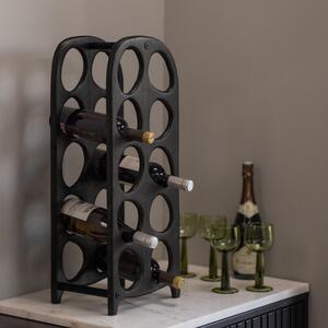 Hoorns Černý dřevěný stojan na víno Siwa 67 x 27 cm