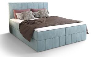 Manželská posteľ Boxspring 140 cm Barack (sivomodrá) (s matracom a úložným priestorom). 1046380
