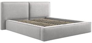 Světle šedá čalouněná dvoulůžková postel MICADONI Jodie 160 x 200 cm