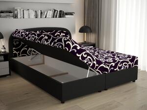 Manželská postel Boxspring 140 cm Brick (tmavě šedá + vzor pletený) (s matrací a úložným prostorem). 1046402