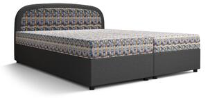 Manželská postel Boxspring 140 cm Brick (tmavě šedá + vzor pletený) (s matrací a úložným prostorem). 1046402