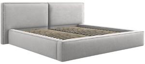 Světle šedá čalouněná dvoulůžková postel MICADONI Jodie 200 x 200 cm