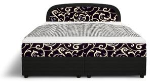 Manželská postel Boxspring 140 cm Brick Comfort (tmavě hnědá + vzor květ) (s matrací a úložným prostorem). 1055772
