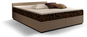 Manželská postel Boxspring 180 cm Ceren (vzor + světle hnědá) (s matrací a úložným prostorem). 1046417