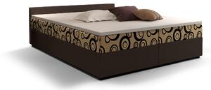 Manželská posteľ Boxspring 140 cm Ceren (vzor + tmavohnedá) (s matracom a úložným priestorom). 1046412